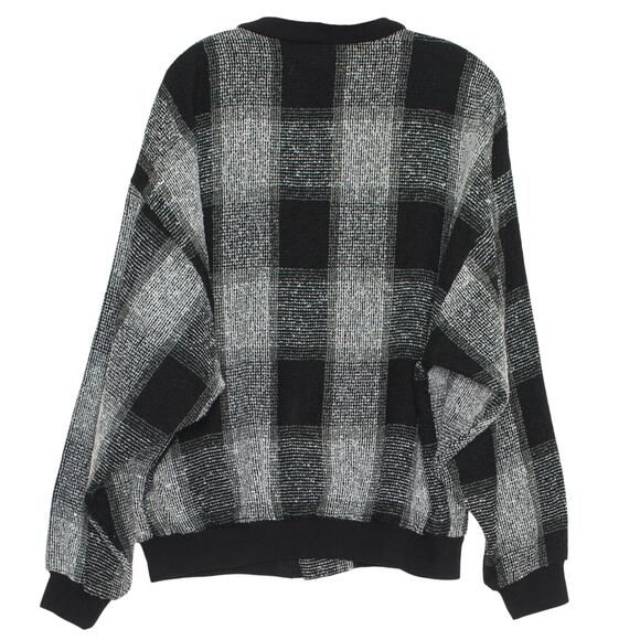 Vintage Public Notices Cardigan Sweater Grunge 90s Grandpa Academia Plaid 2XL - Picture 2 of 5